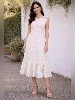 Sheridan French White Eyelet Maxi Dress